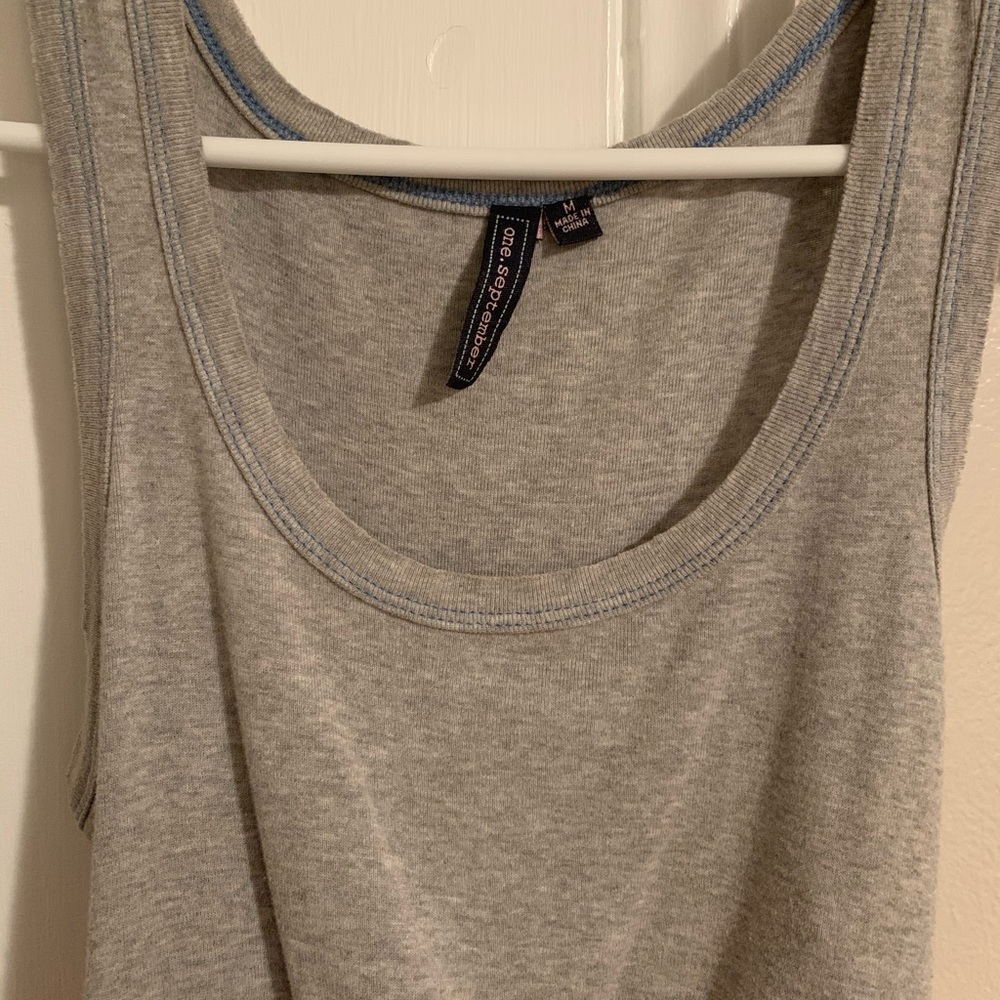 Anthropologie Gray & Orange Midi Tank Dress - Picture 3 of 4